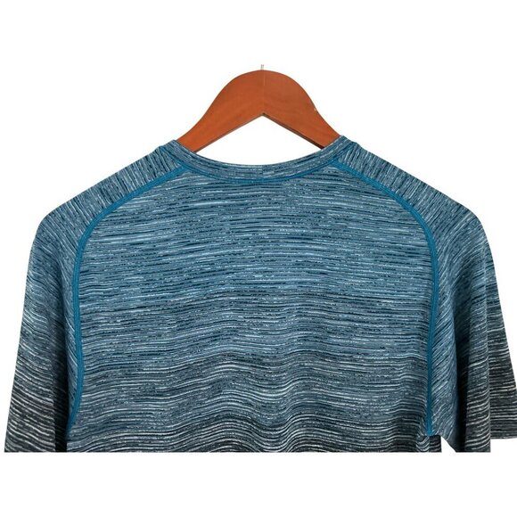 Lululemon Mens Blue Striped Short Sleeve Athletic T-Shirt Size M - Picture 5 of 9